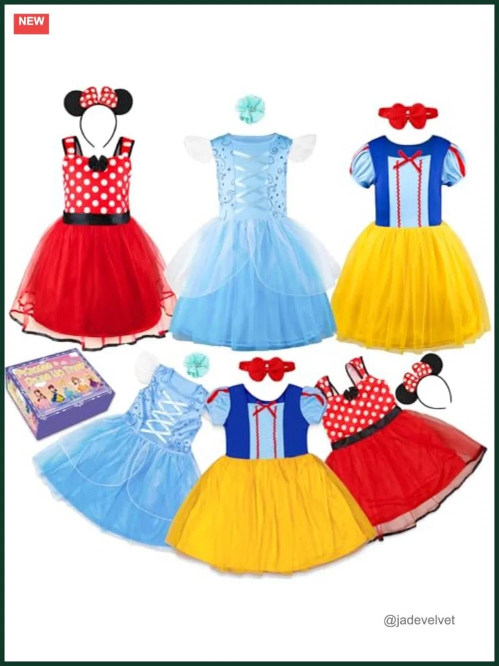 6 Pcs Princess Dress Up Costume Set for Toddler Girls - Fancy Dresses Outfit